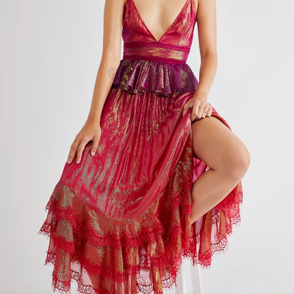 ISO!!! Rococo Sand Emi Long Dress Red Ombre FREE PEOPLE